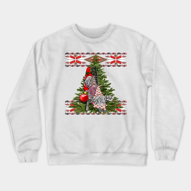 Gnomes Decorating Christmas Tree, Cute Santa Gnomes Scandinavia Nordic Christmas Crewneck Sweatshirt by tamdevo1